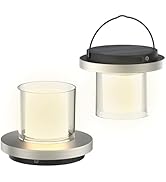 2-Pack Hanging Solar Lanterns for Outdoor Use – Candlelight Style LED Lights with Dimmable White ...