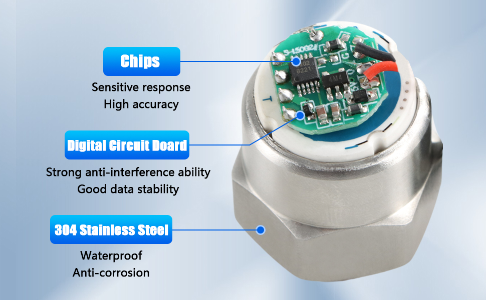100/150/200/300/500/1000/1600PSI Pressure Transducer Sensor , 1/8"NPT Thread Pressure Transmitter