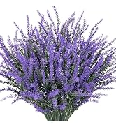 Besteek 10 Bundles Fake Flowers Artificial Lavender Faux Plastic Plants Purple Flowers for Home W...
