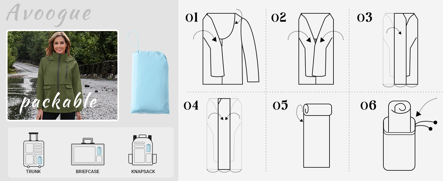 Avoogue Womens Light Rain Jackets Waterproof Sport Windbreaker Jackets