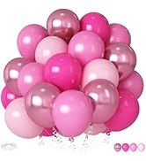 Pink Mixed Balloons Set, 12 Inch Hot Pink Pastel Pink Metallic Pink Latex Balloons Party Balloons...