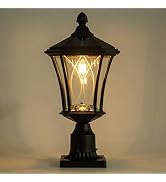 LUTEC Outdoor Solar Lamp Post Light with Pier Mount Base, Dusk to Dawn Waterproof Pole Light Head...