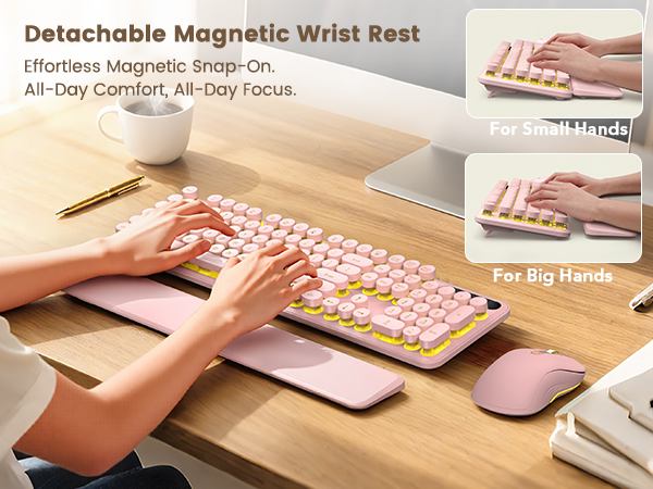The ergonomic, detachable wrist rest to keep your wrists comfortable during long typing sessions
