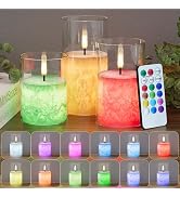 12Colors Flickering Flameless Candles with Remote & Timer, Real Wax Battery Operated Candles with...