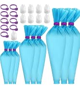 Reusable Piping Bags Set, Silicone Pastry Bags Cake Decorating Bags Frosting Piping Kit Baking To...