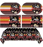 Red and Black Birthday Decorations,Disposable Party Tableware Supplies Set,Include Red Paper Plat...