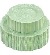 DaYammi 60 PCS Green Plastic Plates,Reef Plate Disposable & Reusable-Heavy Duty Plastic Plates fo...