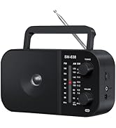 SEMIER AM FM Radio with Bluetooth Speaker, Rechargeable Radio Portable, AC Plug in or Battery Pow...