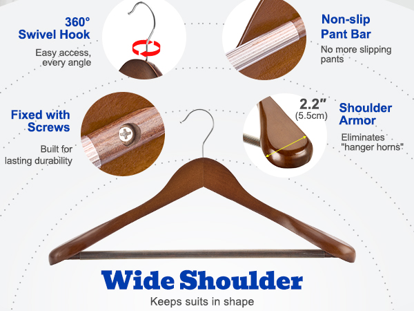 wide shoulder wood hangers