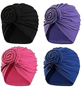Stretch Turban Hats for Women - African Knot Headwraps Soft Pre Tied Bonnet Hair wrap Pretied for...