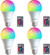 AFINSEA RGB Color Changing Light Bulbs,40W Equivalent,9W RGB LED Light Bulbs,A19 E27/E26 Warm Whi...