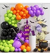 Halloween Balloon Arch Kit, 134 Pack Balck Orange Green Purple Latex Balloon Garland Halloween De...
