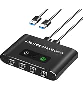 USB Switch, USB Switcher 2 Computers, USB 2.0 Switch Sharing 4 USB Devices KVM Switcher Box for P...