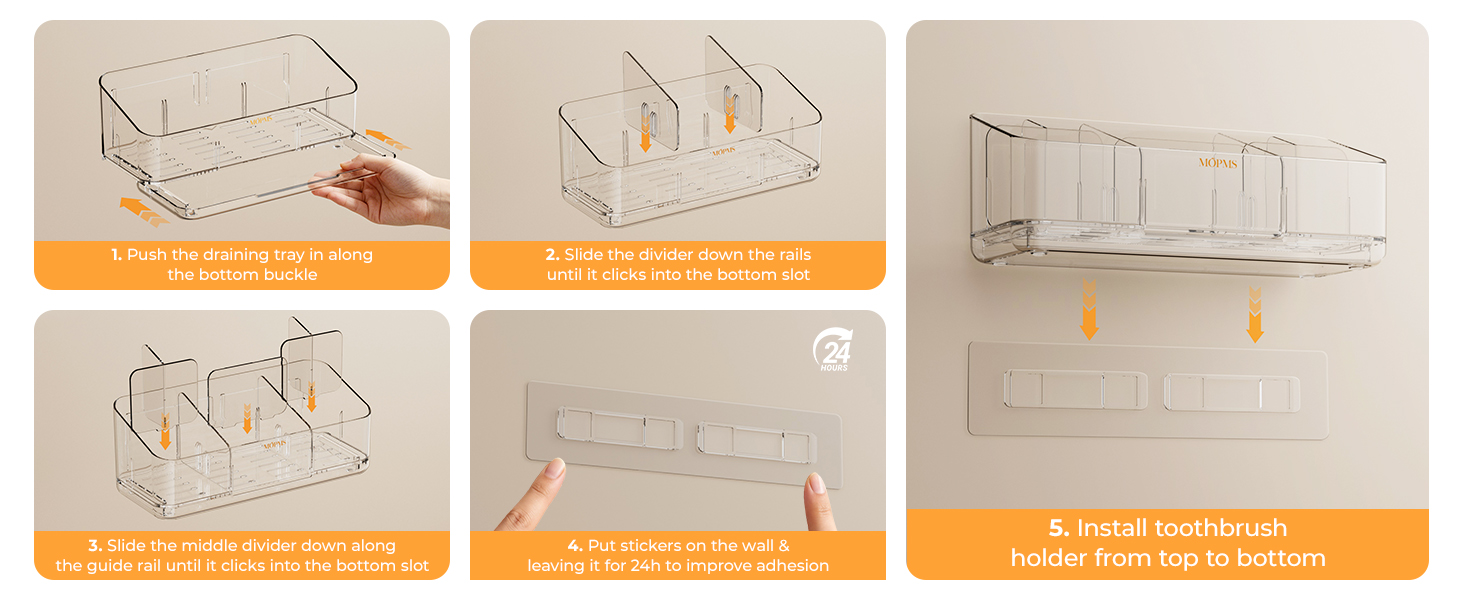 8 Slots Toothbrush Holders for Bathrooms