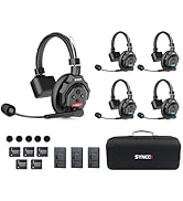 SYNCO XTALK X5 Wireless Intercom Headset System, 2.4GHz Full Duplex Group Talk Coms with 24H 350M...