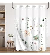 Gibelle No Hook Floral Shower Curtain with Snap-in Fabric Liner Set for Bathroom, Hotel Style Sag...