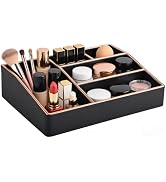 PU Leather Makeup Organizer Tray,Large Vanity Organizer,Cosmetic Storage Box for Lipstick Brushes...