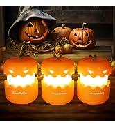 EverBrite 3-Pack Halloween Pumpkin Lantern, Collapsible Jack O Lantern Pumpkins with Lanyard, Hal...