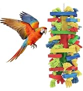 ZBIAOJNU Large Parrot Toys Natural Wood Bird Toy Multicolored Chewing Gifts for Large Medium Maca...