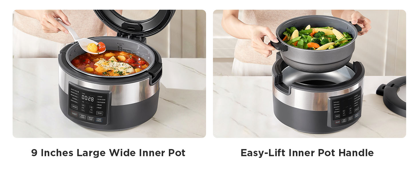 wide inner pot &easy lift handle