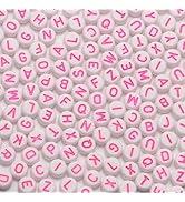 600pcs Acrylic Letter Beads Alphabet Pink Letters White Round Bead, 4x7mm, for Friendship Bracele...