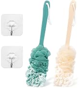 2Pack Back Scrubber for Shower Loofah with Long Handle, Shower Brush for Body, 17? Loofah on a St...