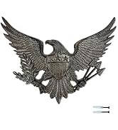 Linton Arts Cast Iron Black Eagle Wall Decor, Outdoor Metal Eagle Statue for Wall Art, Patriotic ...
