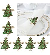WOVTE Christmas Napkin Rings 6pcs Napkin Holders Christmas Party Banquet Dinner Table Decoration