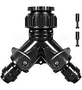 Thiswing Y-Shaped Hose Splitter, Dual Outlet Water Connector, Black, Heavy-Duty Garden Irrigation...