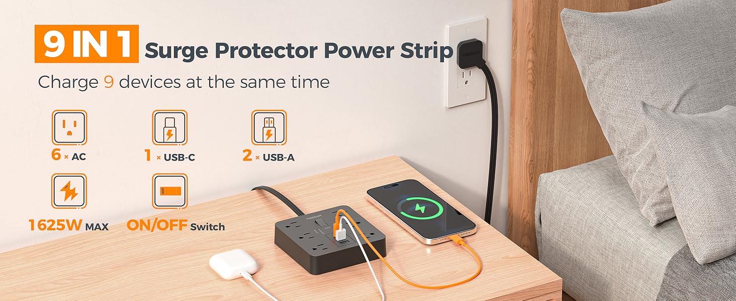 surge protector power strip 15Ft
