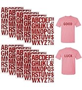10 Sheets 440 Pieces Iron on Letters for Clothing, 2 Inch Heat Transfer Letters, Red Iron on Viny...
