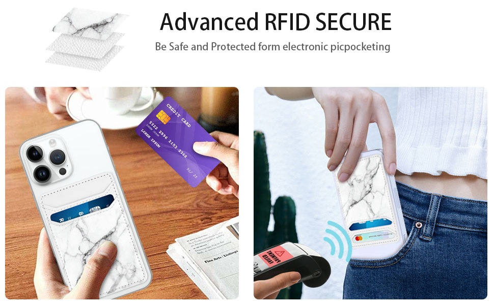Self Adhesive Card Holders for Back of Phone-marble