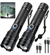 18FTRabbit Rechargeable LED Flashlights High Lumens, 99,000 Lumens Super Bright Flashlight, Adjus...