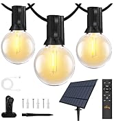 Ollny 35FT Solar Patio Lights, Waterproof Remote Control Dimmable Timers 3Modes Outdoor Light wit...