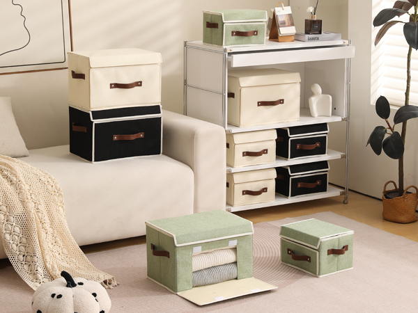 LOLUVIZCO Fabric Storage Bins with Lids Front Door