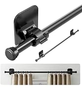 Curtain Rods No Drilling for Windows 30-75 Inch, Renter Friendly Adjustable Curtain Rod, Heavy Du...