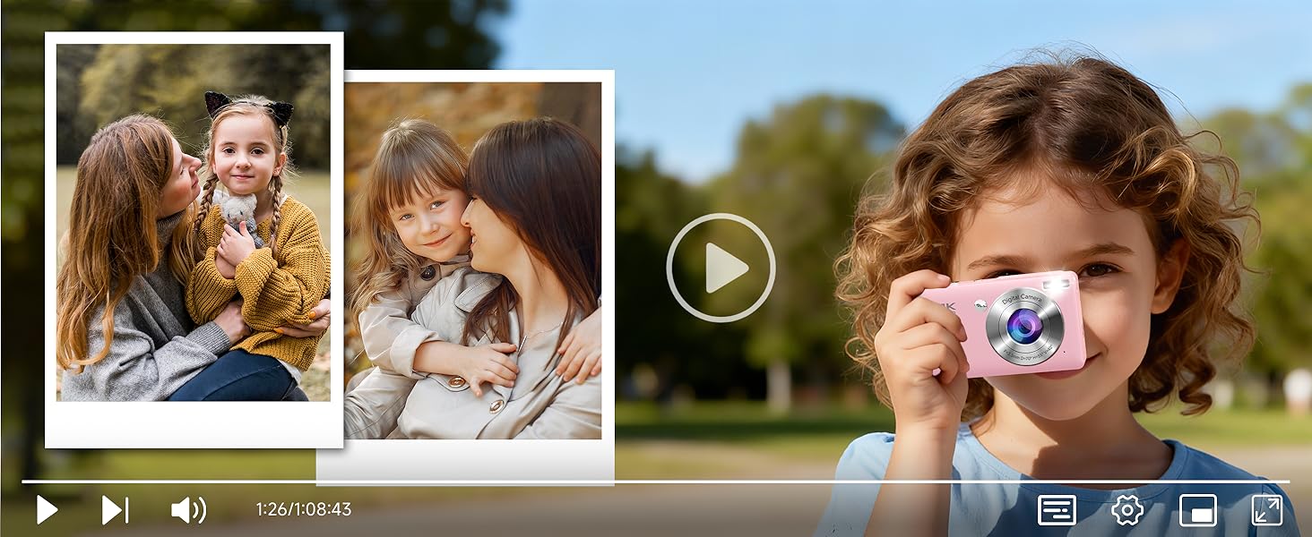 1080P FHD digital camera for kids,camera for teens,pink camera,best gifts for students/kids/girls