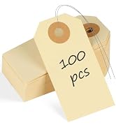 Uniclife 100 Pcs Blank Shipping Tags with Wires Writable Cardstock Paper Tags Hang Tags with Rein...