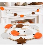 Fall Decorations for Home Handmade Felt Pumpkin Maple Leaf Beads Garland | Rustic Fall Decor Farm...