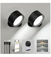 AMETHEUS LED Wall Mounted Lights, Rechargeable Wall Sconce Lamps, 3 Color Temps & Remote and Touc...