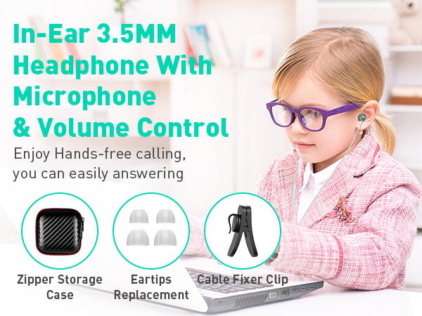 wired earbuds noise cancelling headphones for computer PC
