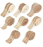 VGOODALL Jute Ribbons, 8 Rolls Burlap Lace Ribbons Rustic Ribbons for Crafts Gift Wrapping Party ...