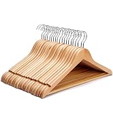 JS HANGER Wooden Coat Hangers, 20 Pack High Grade 17.5 Inch Wood Suit Hangers with Non Slip Pant ...