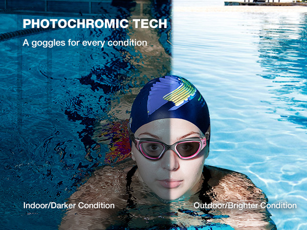 photochromic swim goggles