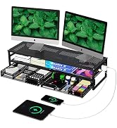Simple Trending 2 Tier Metal Monitor Stand Riser with USB 2.0 and Charging Prot , Computer Office...