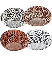 AmazerBath Shower Cap for Women, 4 PCS Double Waterproof Layers Bath Caps, Elastic and Reusable S...