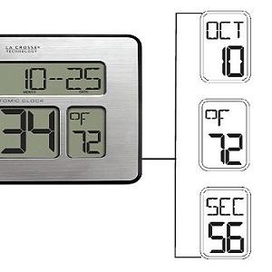 lacrosse, la crosse, 513-1419, calendar, atomic, self set, clock, digital time, temperature