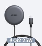 UGREEN Wireless Charger, Qi2.2 Qi2 Certified 25W Fast MagSafe-Compatible Wireless Charging Pad, 5...
