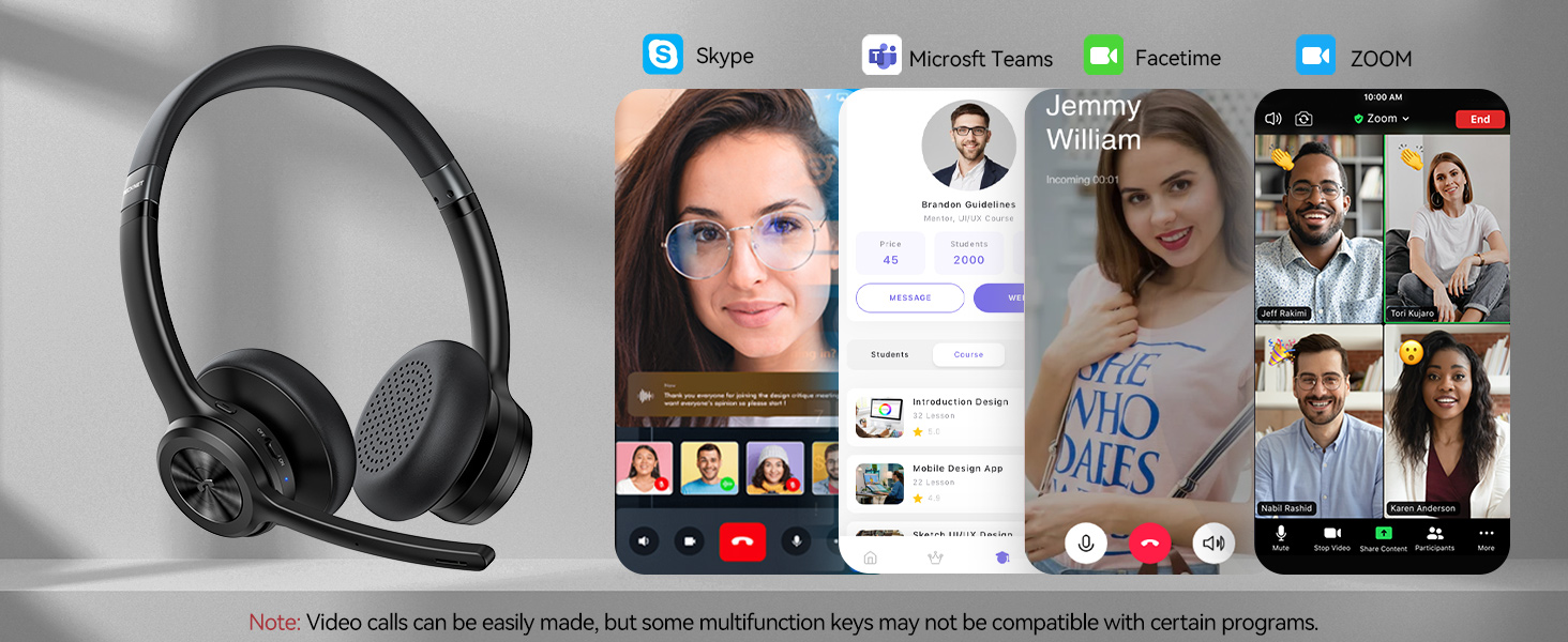 wireless headset with mic for work