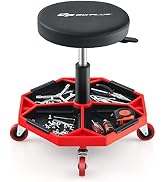 Goplus Rolling Mechanic Stool, Adjustable Pneumatic Shop Stool Creeper Seat with Removable Magnet...